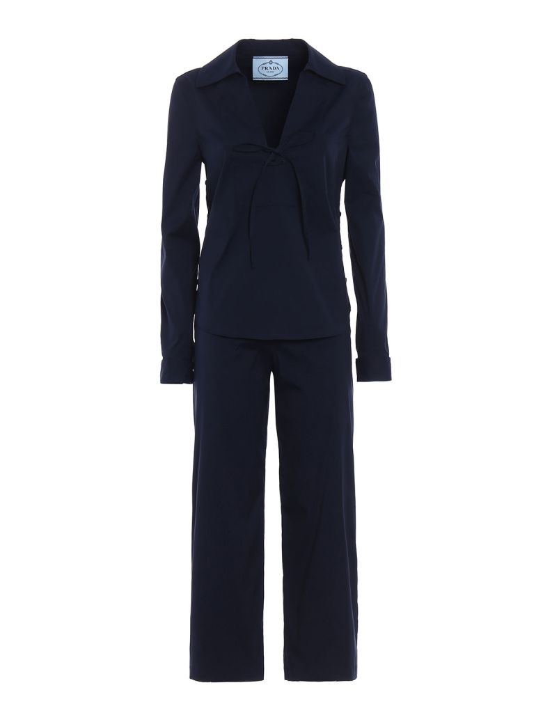 Prada - Prada Cropped Suit - Bleu, Women's Suits | Italist