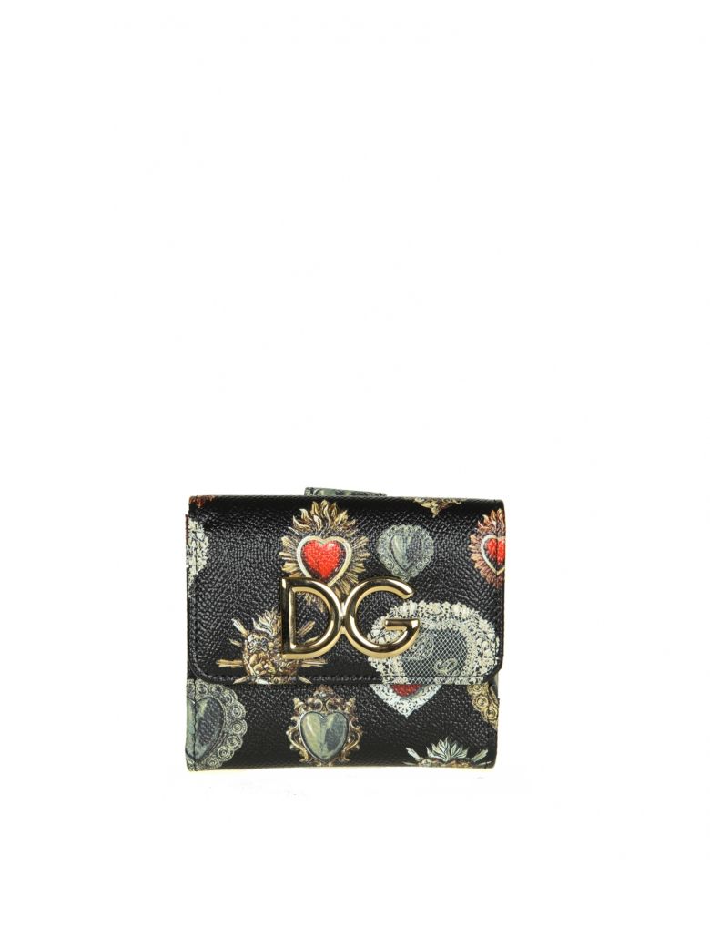 DOLCE & GABBANA WALLET IN LEATHER SACRED HEART WITH LOGO,10599090