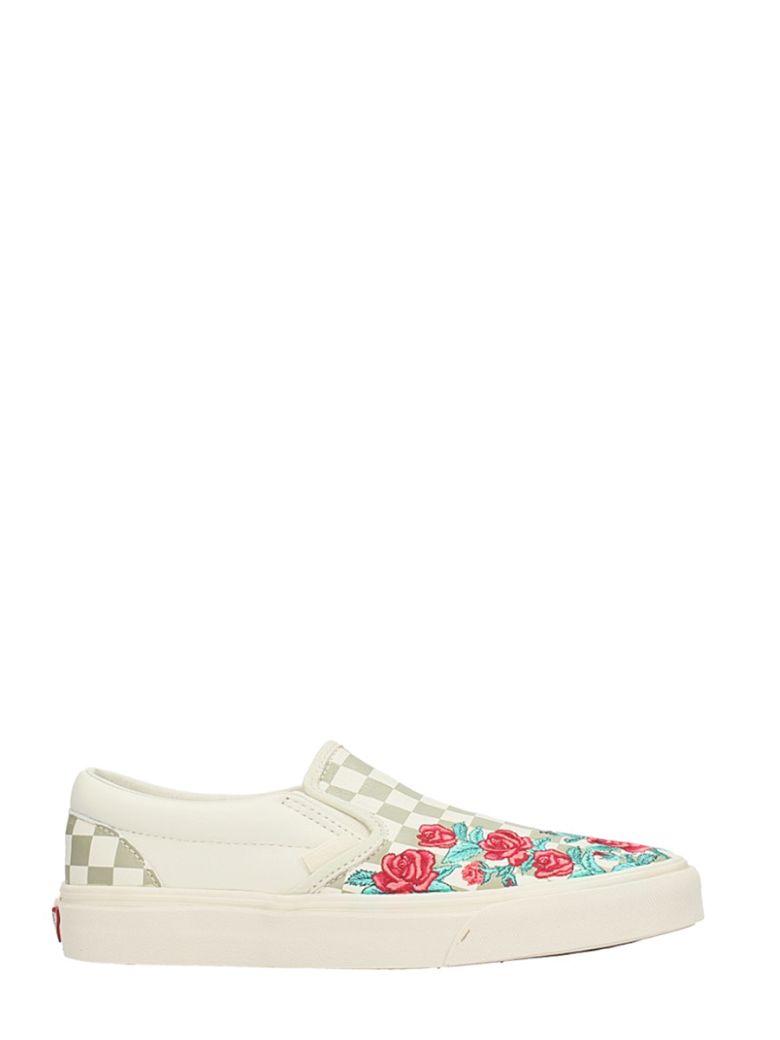 Vans Classic Slip On Roses Sneakers In White