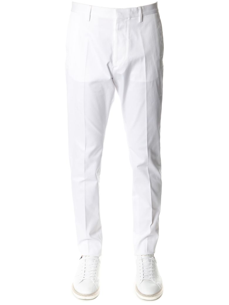 DSQUARED2 WHITE COTTON TAILORED TROUSERS,10606679