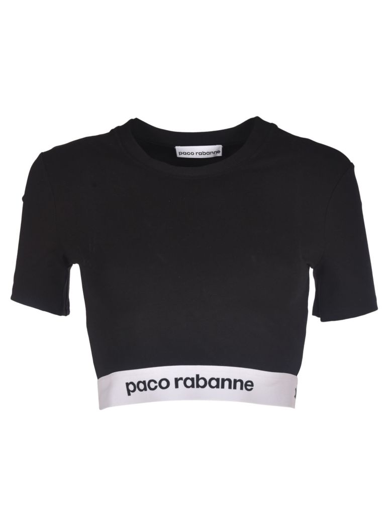 Paco Rabanne Cropped StretchJersey TShirt In Black ModeSens
