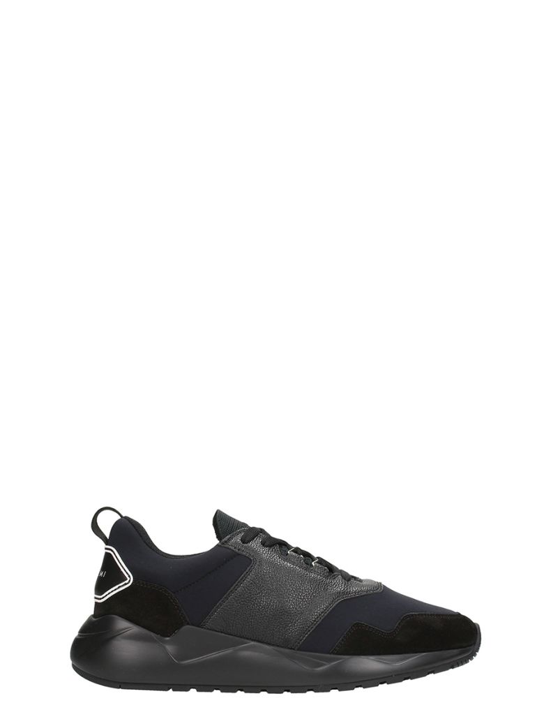 BUSCEMI VENTURA BLACK LEATHER AND SUEDE SNEAKERS,10631109