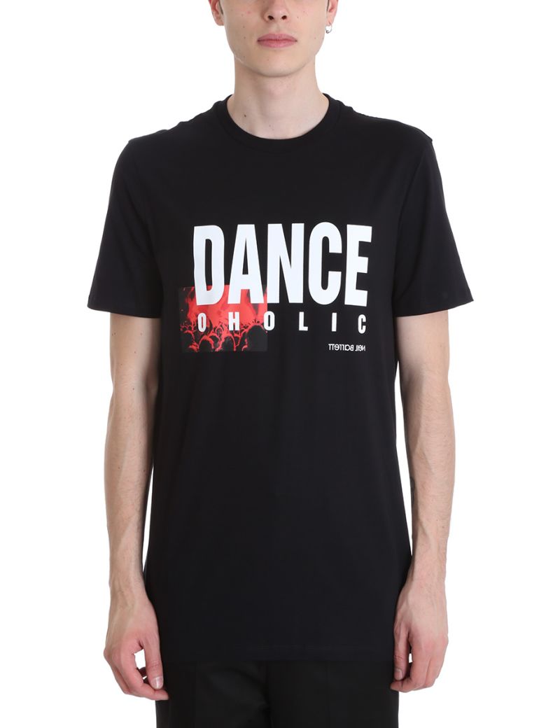 NEIL BARRETT DANCE OHOLIC BLACK COTTON T-SHIRT,10630817