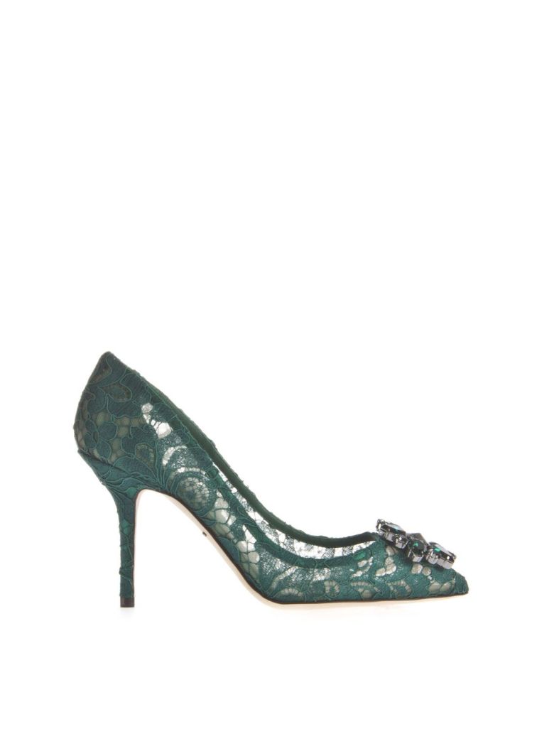 Click to view more detailed imagery on our partner's website Dolce & Gabbana 90mm Bellucci Lace & Swarovski Pumps In Bush