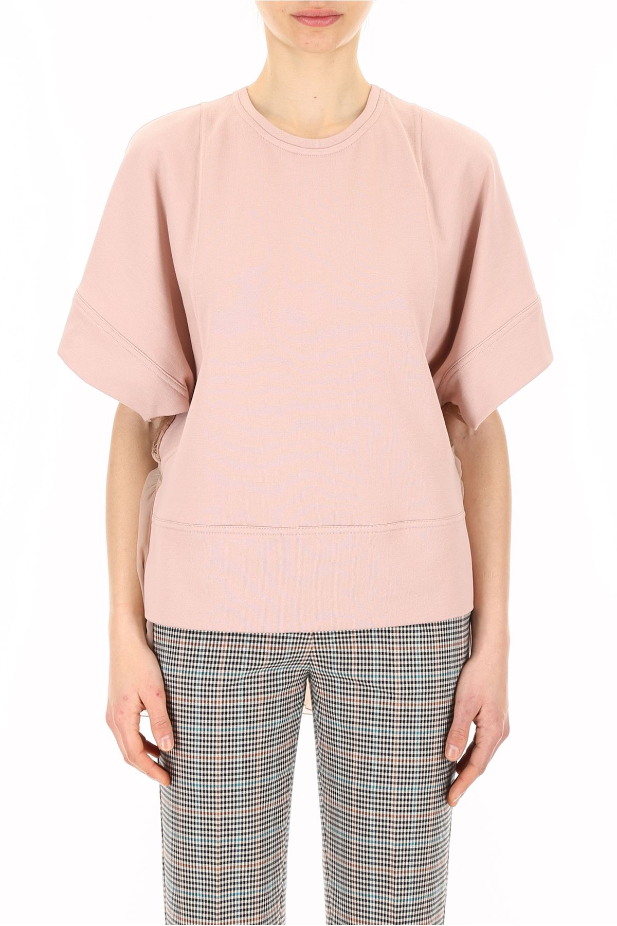 sweatshirt with chiffon and lace