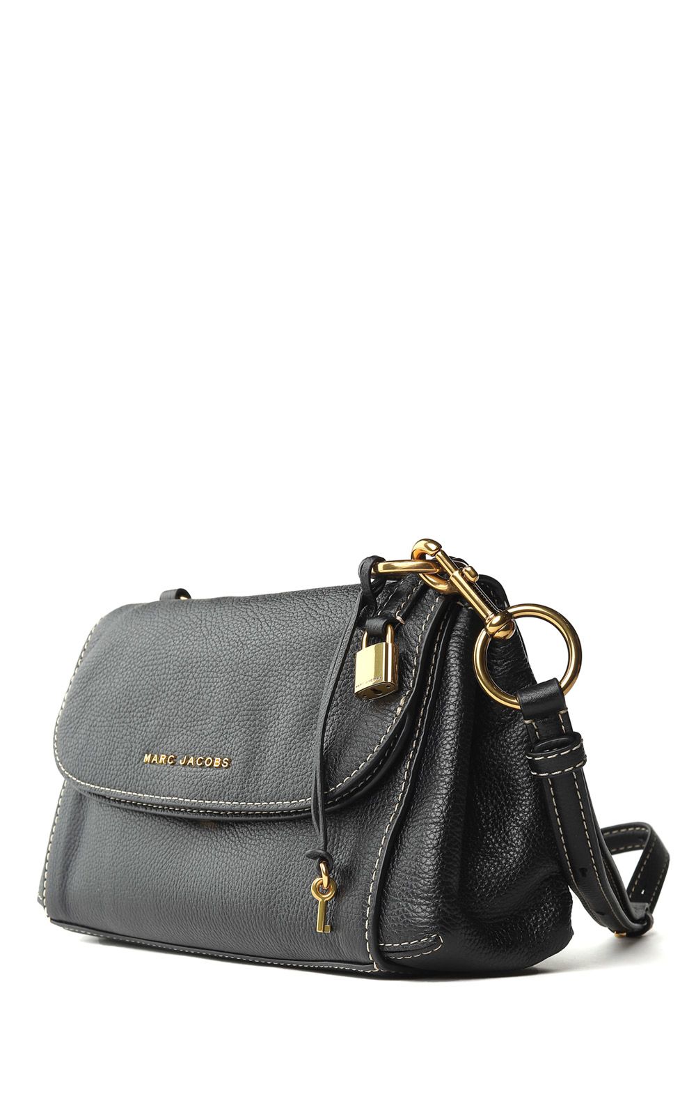 Marc Jacobs - Marc Jacobs The Boho Grind Grained-leather Crossbody Bag - Black gold, Women&#39;s ...