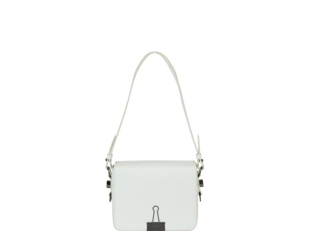 Off-White Mini Binder Clip Leather Shoulder Bag In White | ModeSens