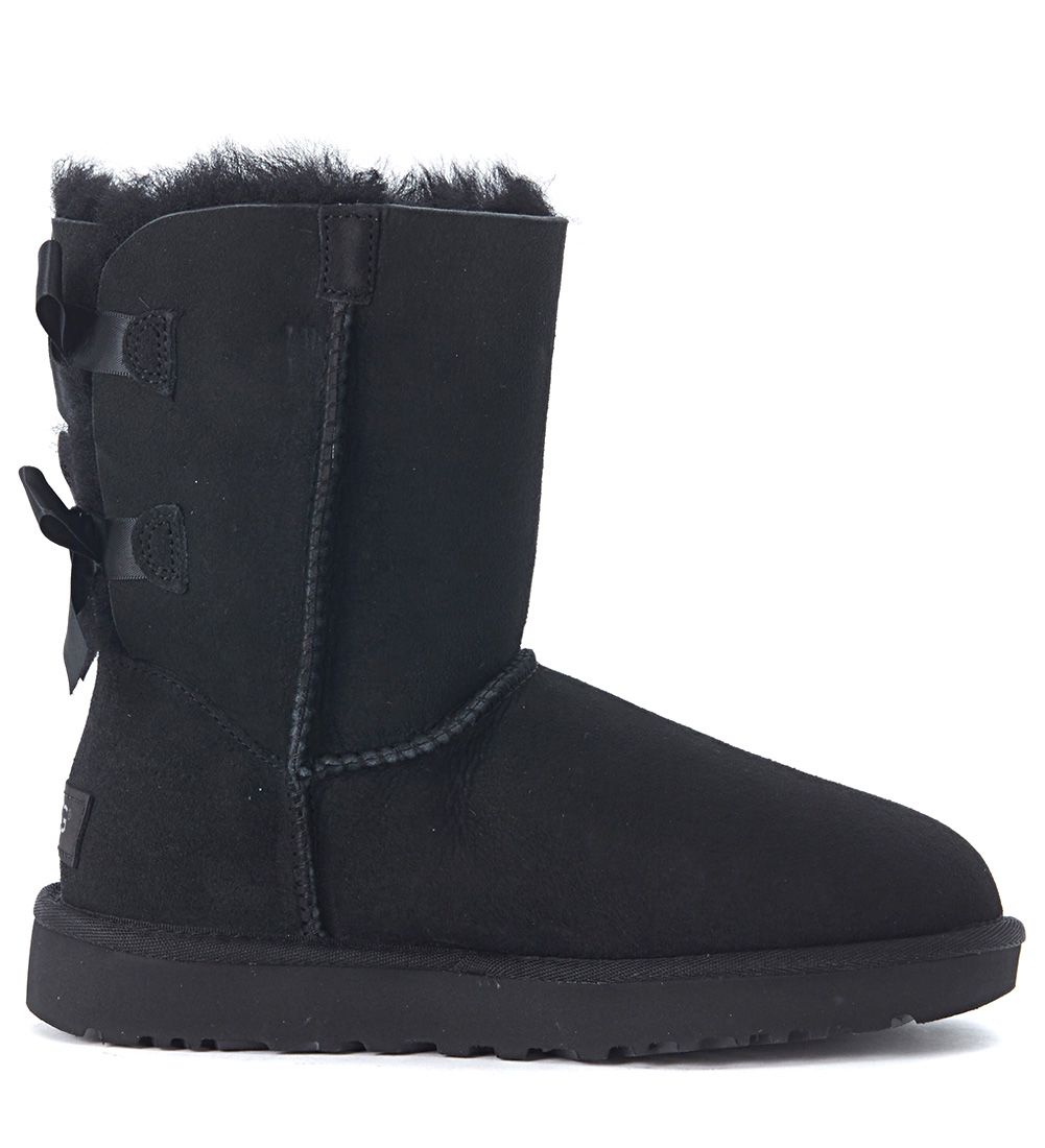 UGG - Ugg Bailey Black Leather Ankle Boots With Bows - NERO, Women's ...