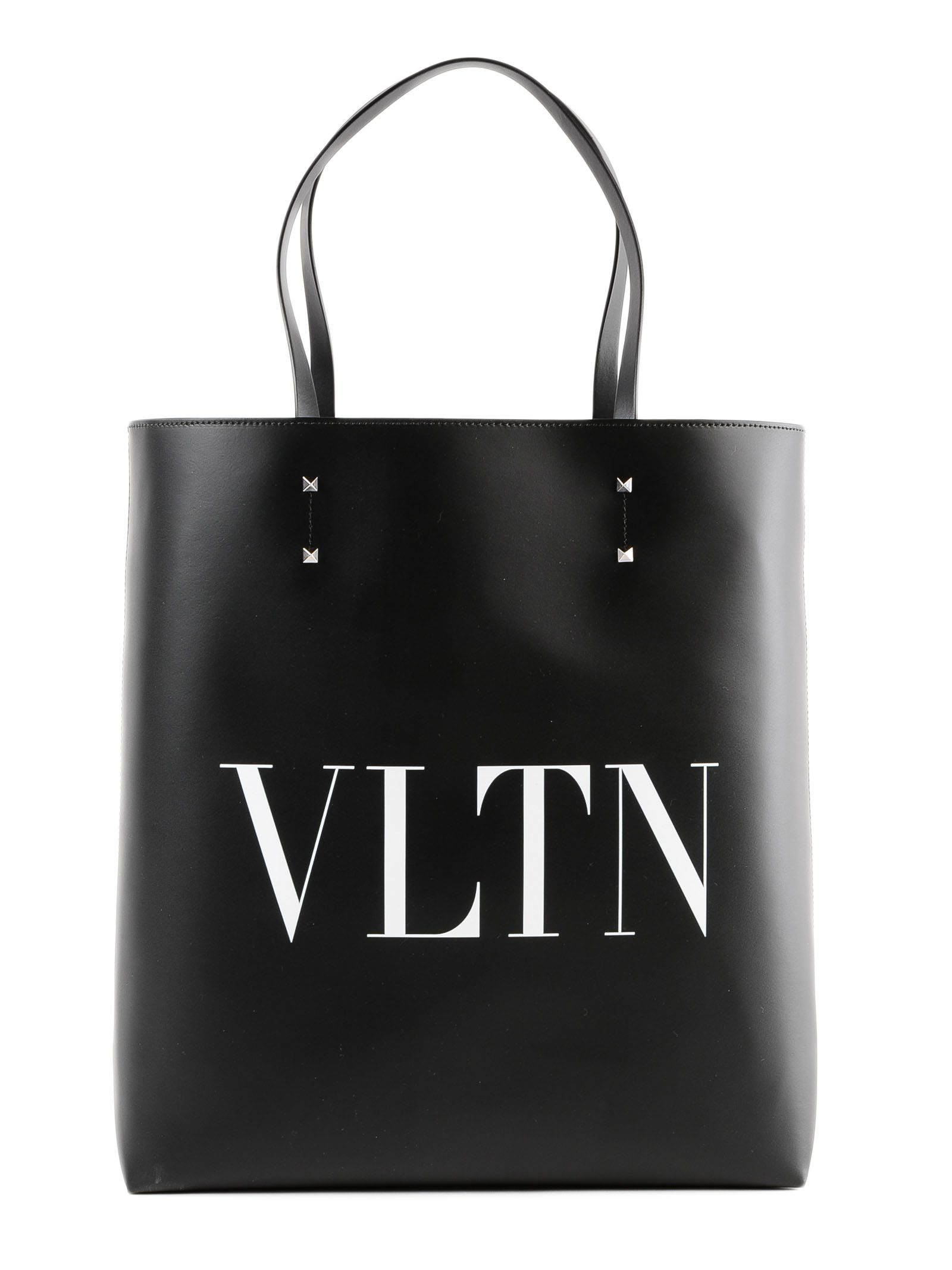 VALENTINO BLACK AND WHITE VLTN LEATHER TOTE BAG, BLACK WHITE | ModeSens