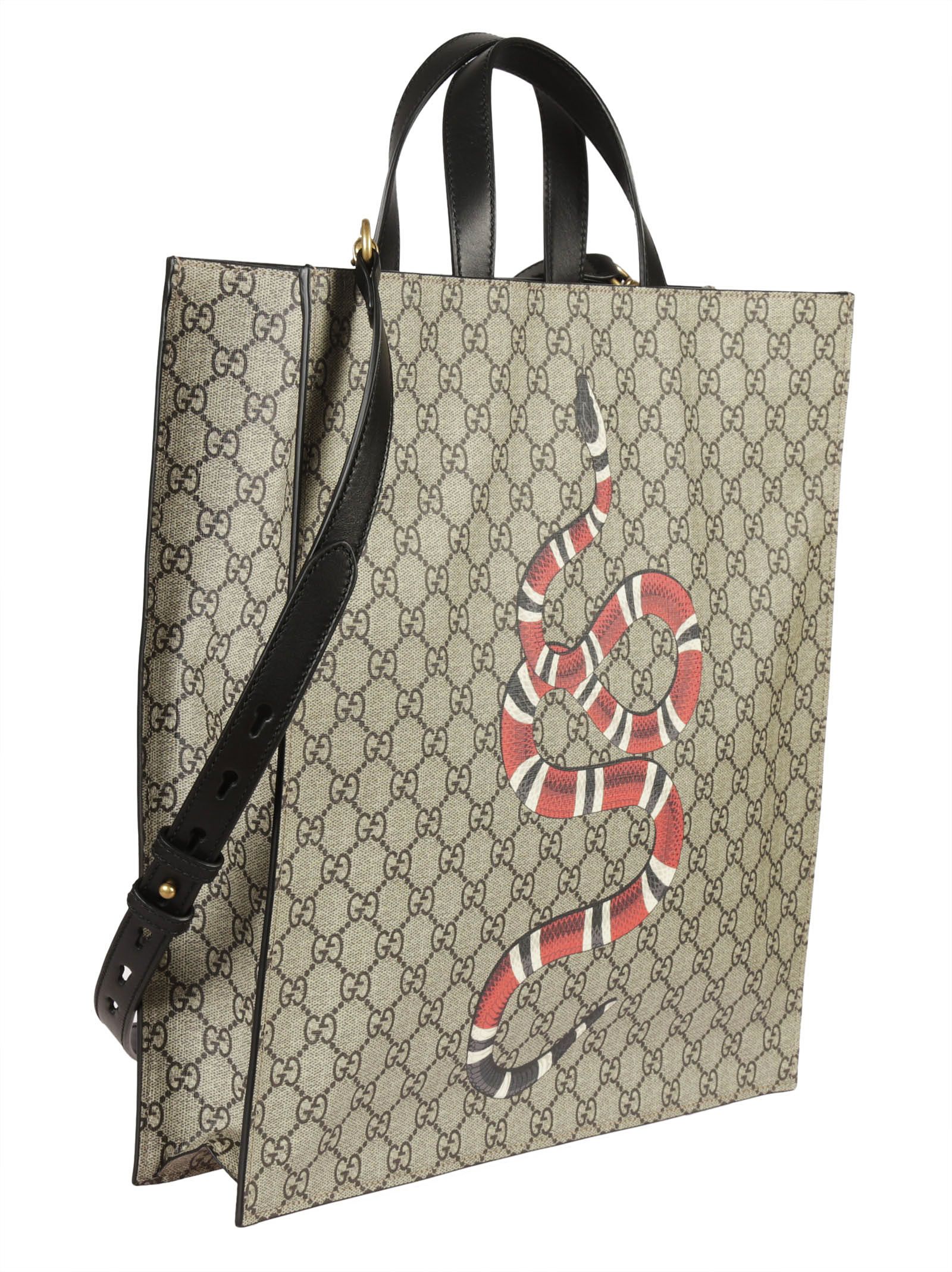 italist | Best price in the market for Gucci Gucci Snake Print GG Supreme Tote - Multicolor ...