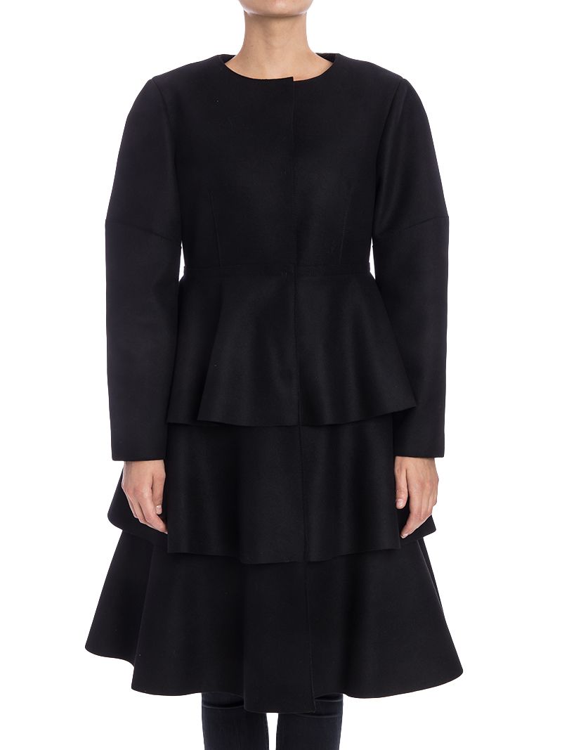 Alberta Ferretti - Alberta Ferretti Wool Blend Coat - BLACK, Women's ...