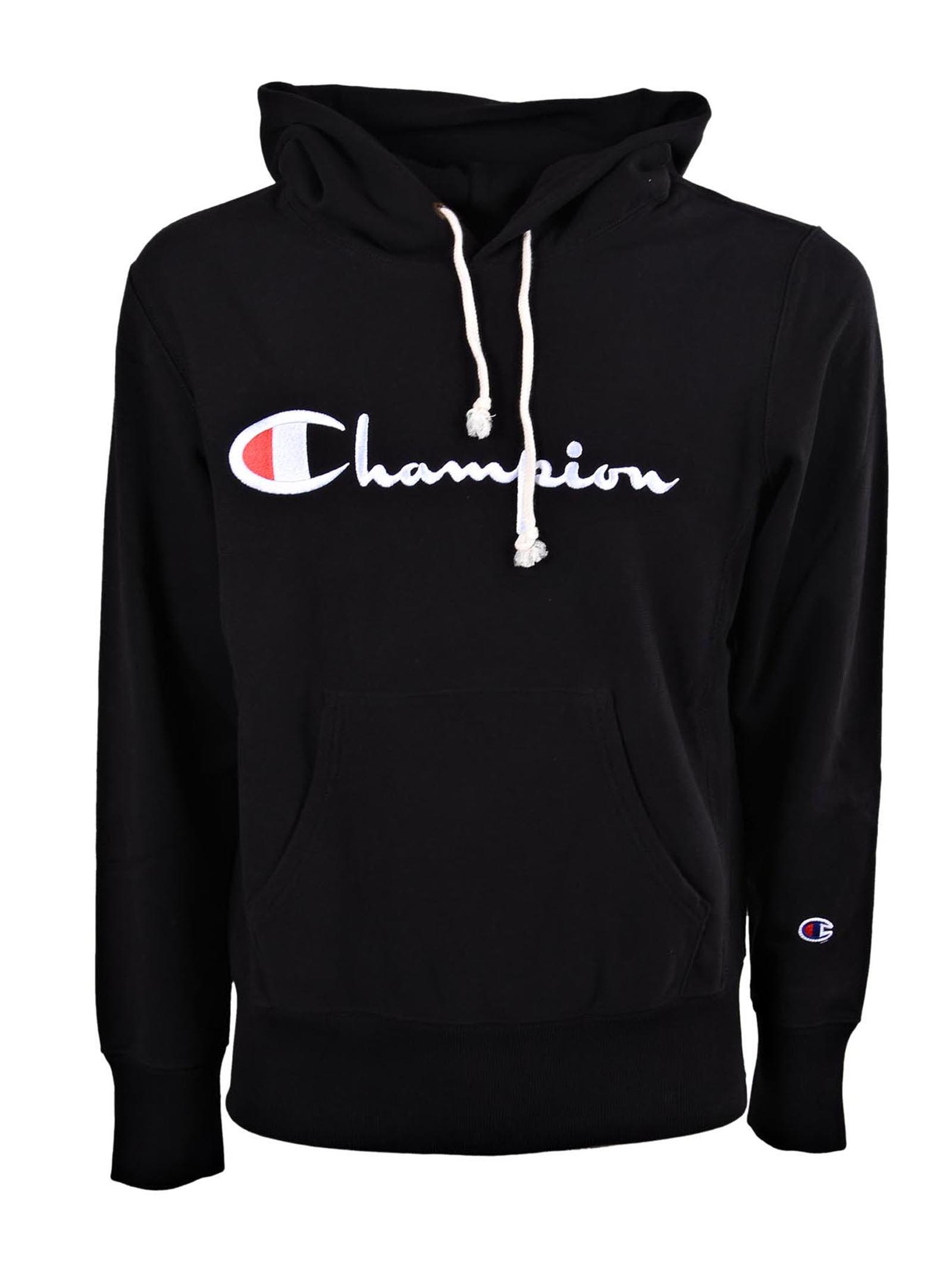Champion - Champion Embroidered Logo Hoodie - Black, Men's Fleeces ...