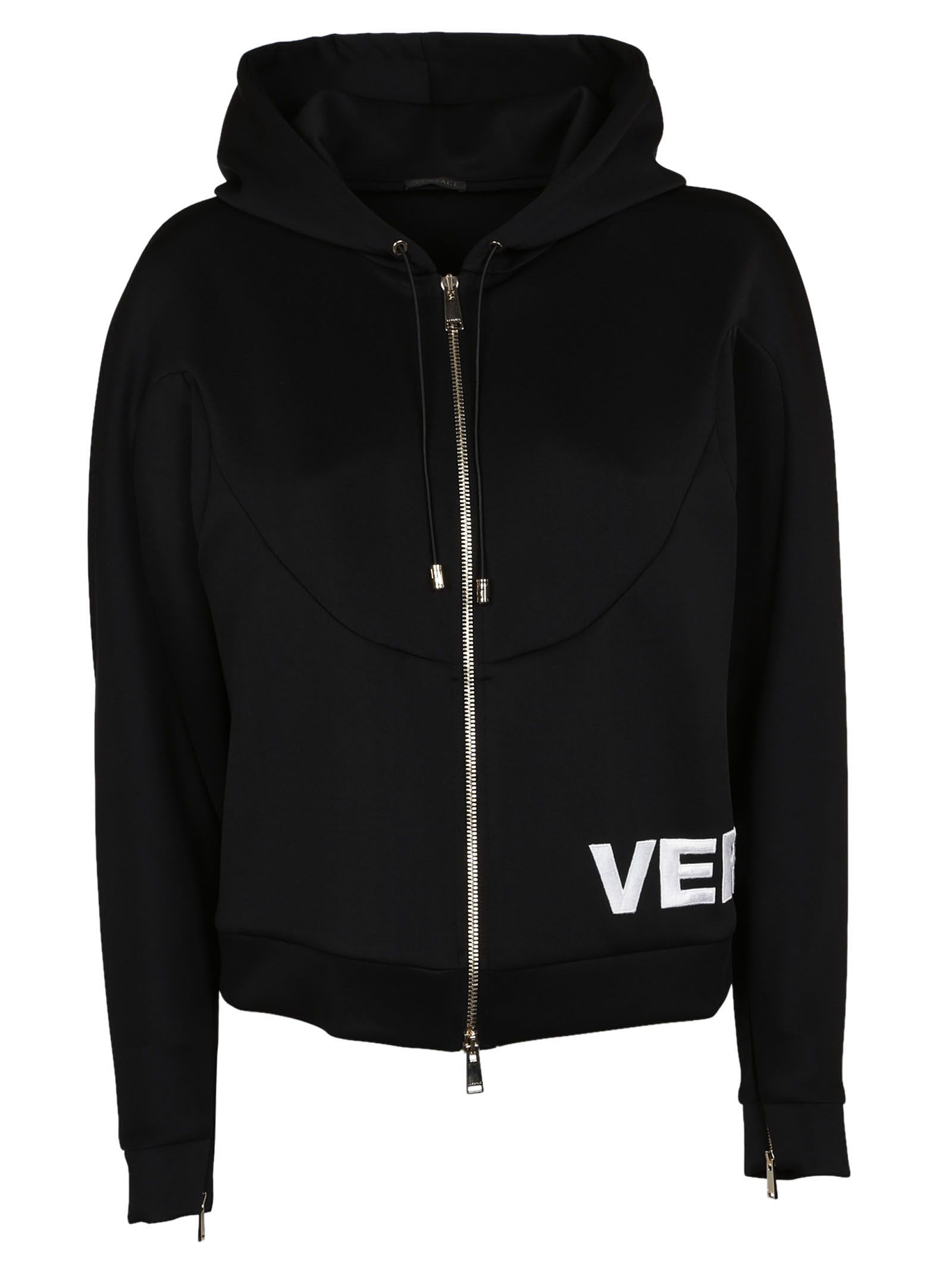 Versace - Versace Zipped Logo Hoodie - Nero, Women's Fleeces | Italist