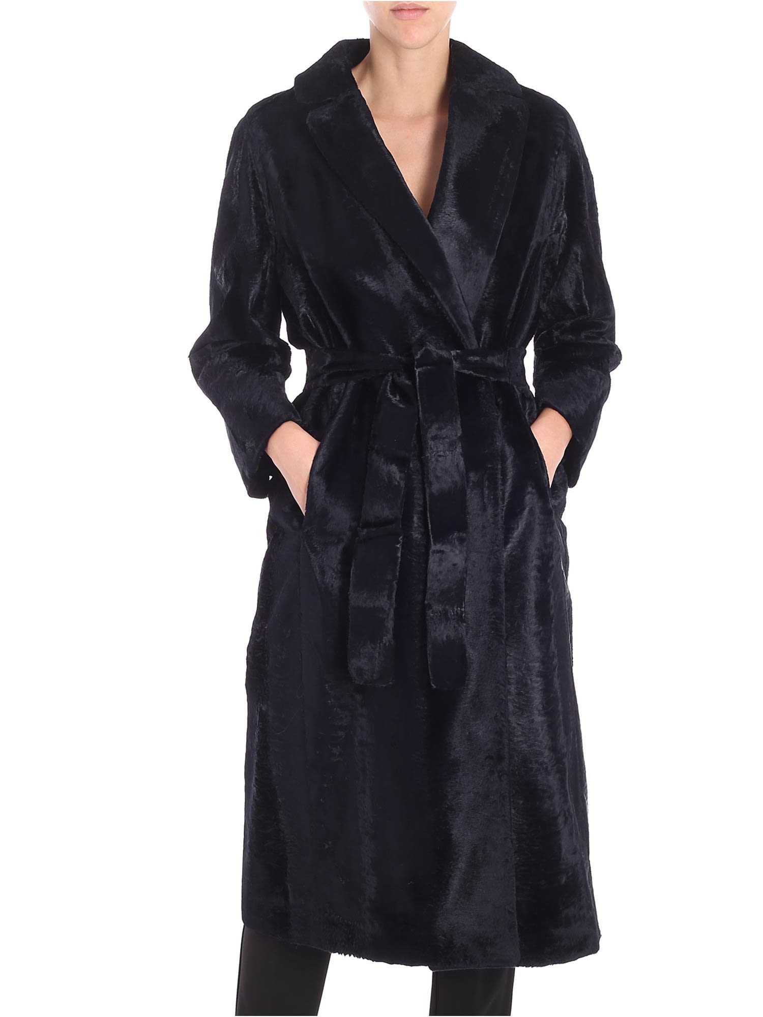 Max Mara 's  Ocroma Belted Fur Coat In Basic
