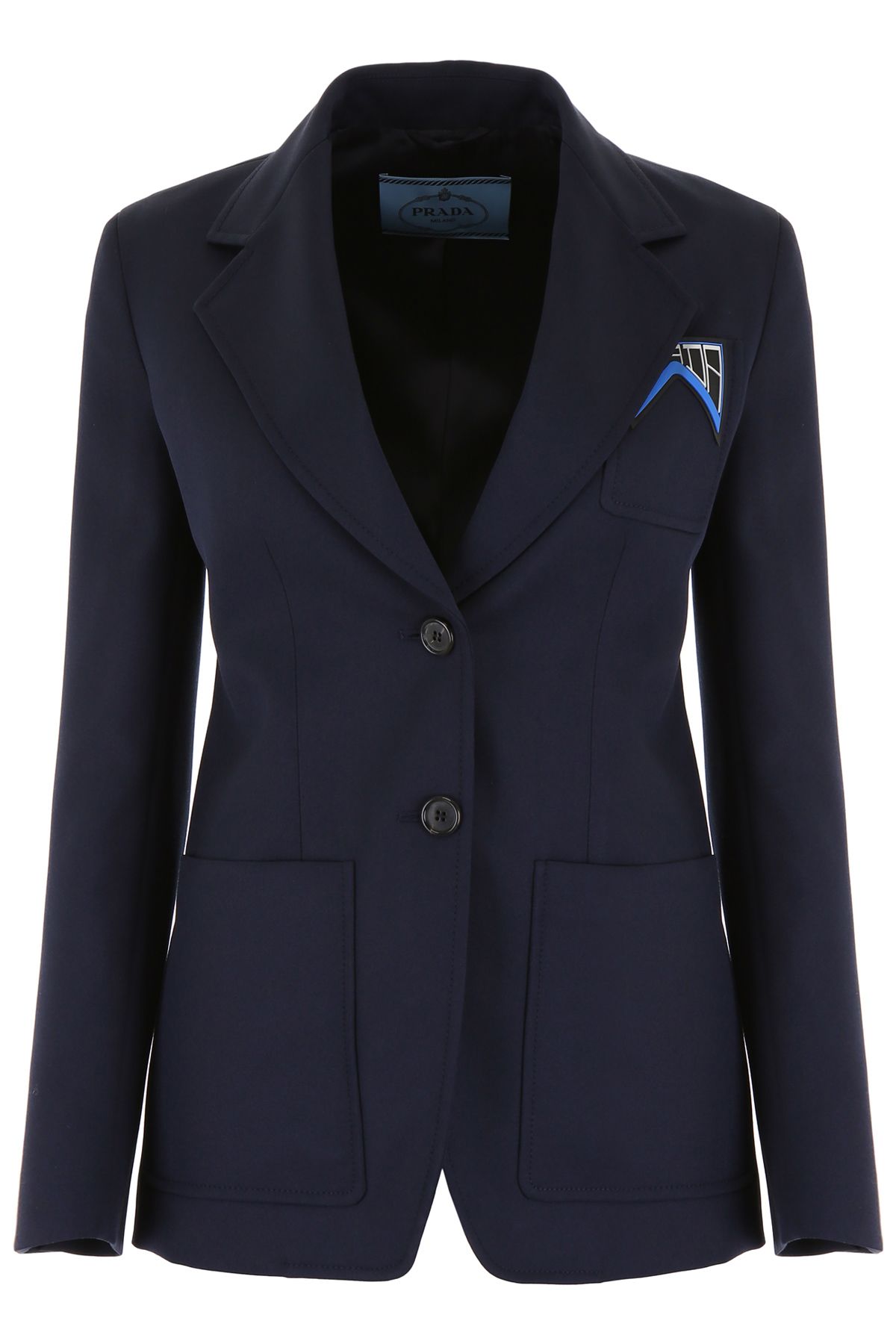 Bleu Prada Blazer In Gabardine Logo With rXxUrO