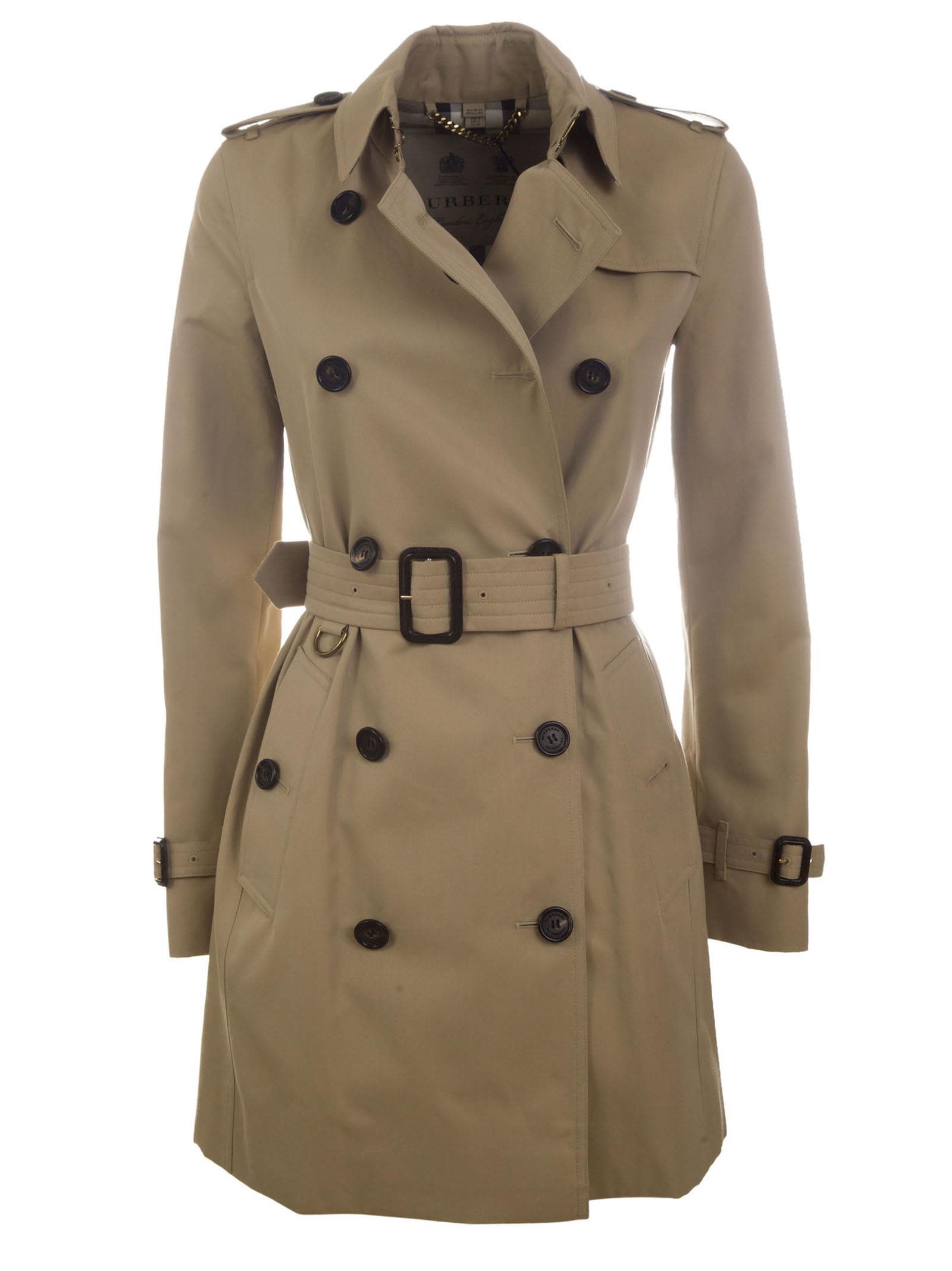 Burberry - Burberry Kensington Trench Coat - Miele, Women's Coats | Italist