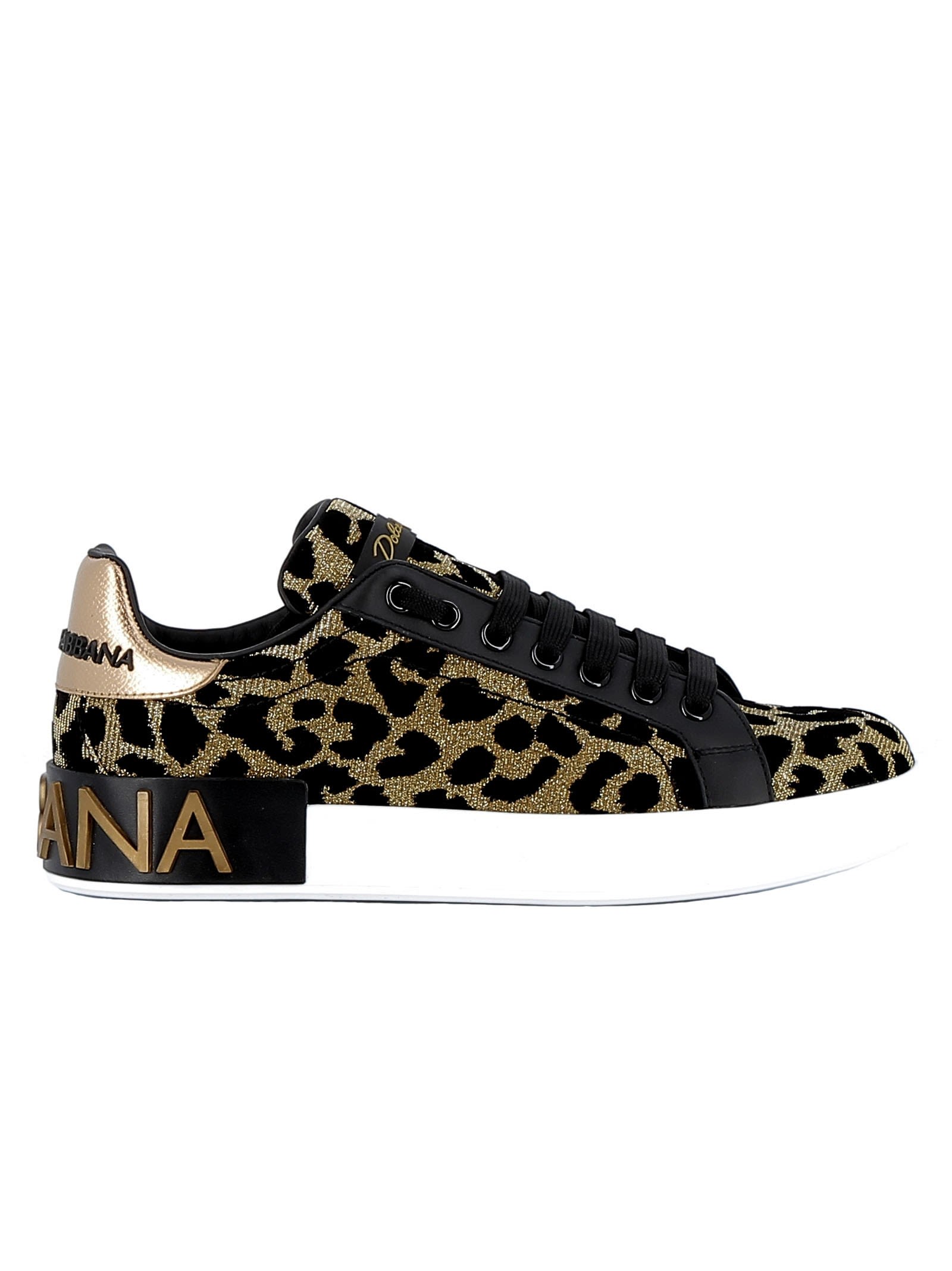 Dolce & Gabbana Gold/black Fabric Sneakers thumbnail