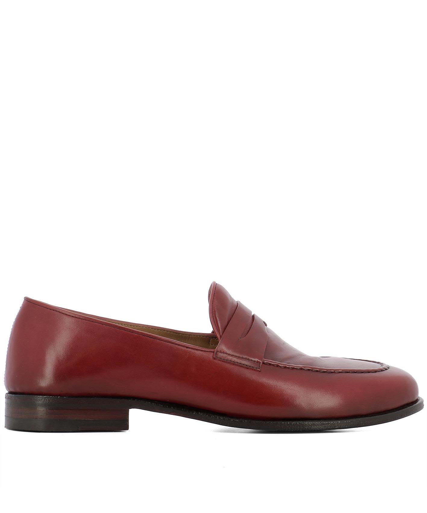 ALBERTO FASCIANI RED LEATHER LOAFERS,10606865