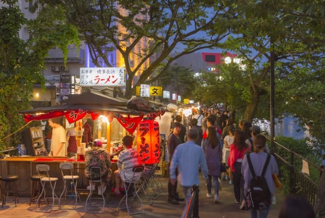 yatai or food stalls at fukuoka city