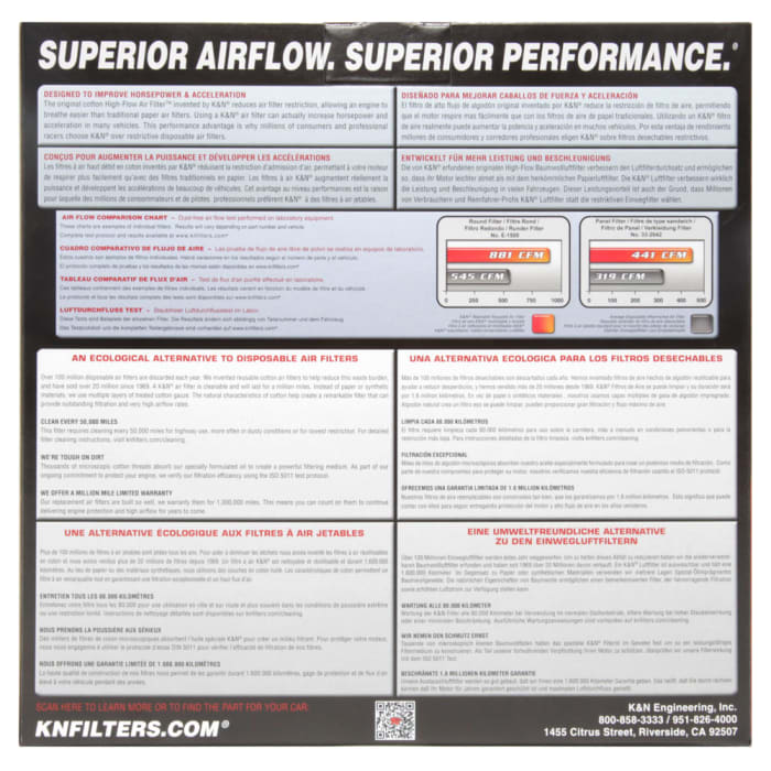 K/&N E-1065 High Performance Replacement Air Filter