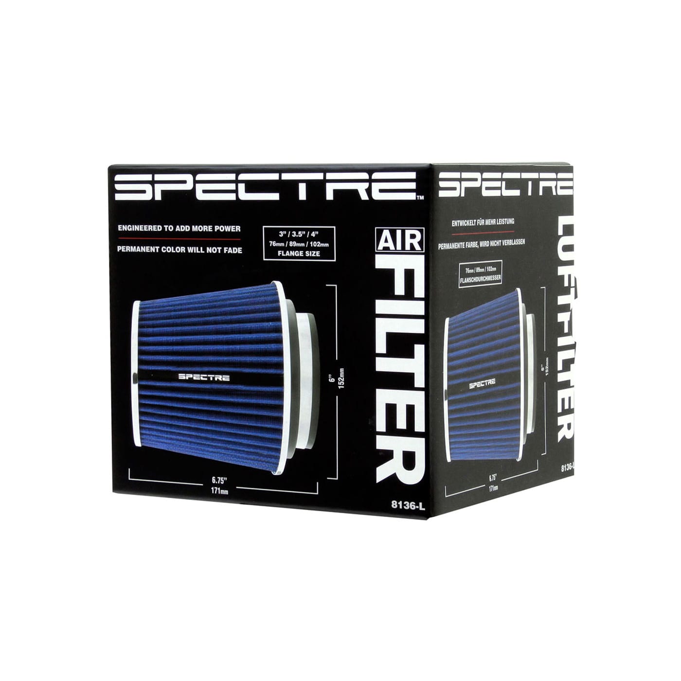 Spectre Performance 8136 Air Filter Fits 3"/3.5" /4" Diameter Tubes
