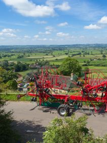 Four Rotor Rakes - Kverneland 97150 C, folded and compact during transportation and storage