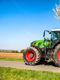 Kverneland F35 compact travelling on road with tractor