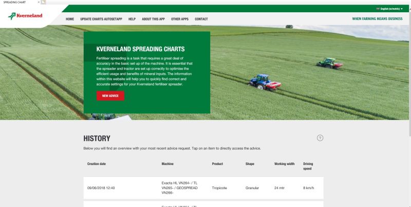 Kverneland Exacta TL, top range spreading with center flow, EasySet, ISOBUS, Geocontrol and Basic Section Control