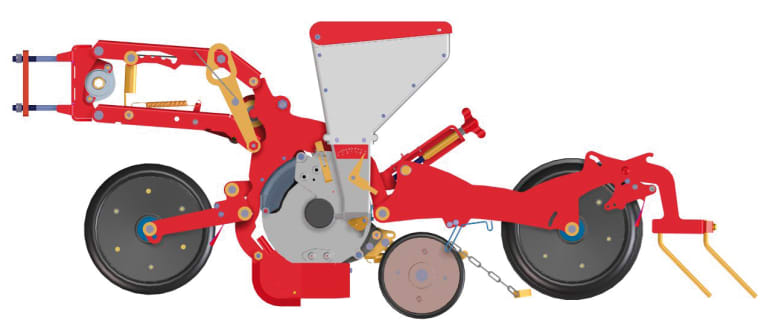 Kverneland Miniair Nova, seeding heart, sowing unit, frame and seed coulters