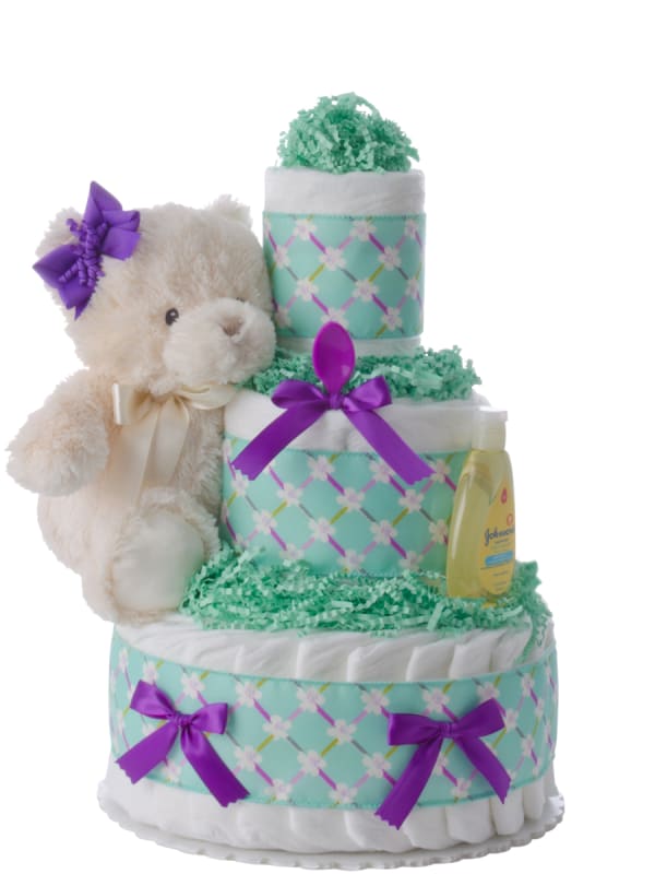 Flower Trellis 3 Tier Baby Diaper Cake for Girls