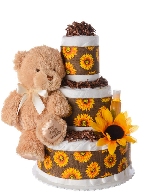 sunflower diaper cake