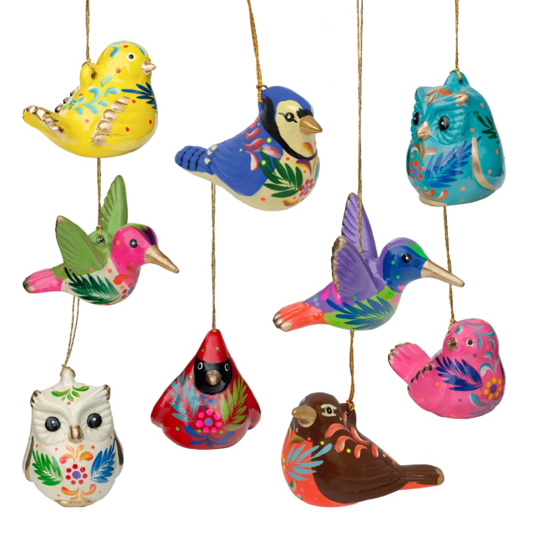 Fair Trade Bird Mix Confetti Ceramic Ornament (sold in 12's) by