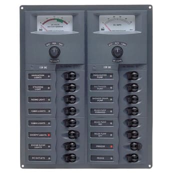 12v Dc Circuit Breaker Panel 16 Way Vert A/log Meter (904-AM)