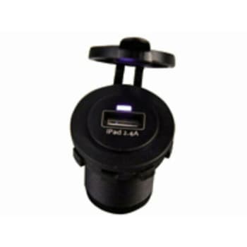 USB SOCKET SINGLE 2.4A BLACK WITH FLUSH FRAME