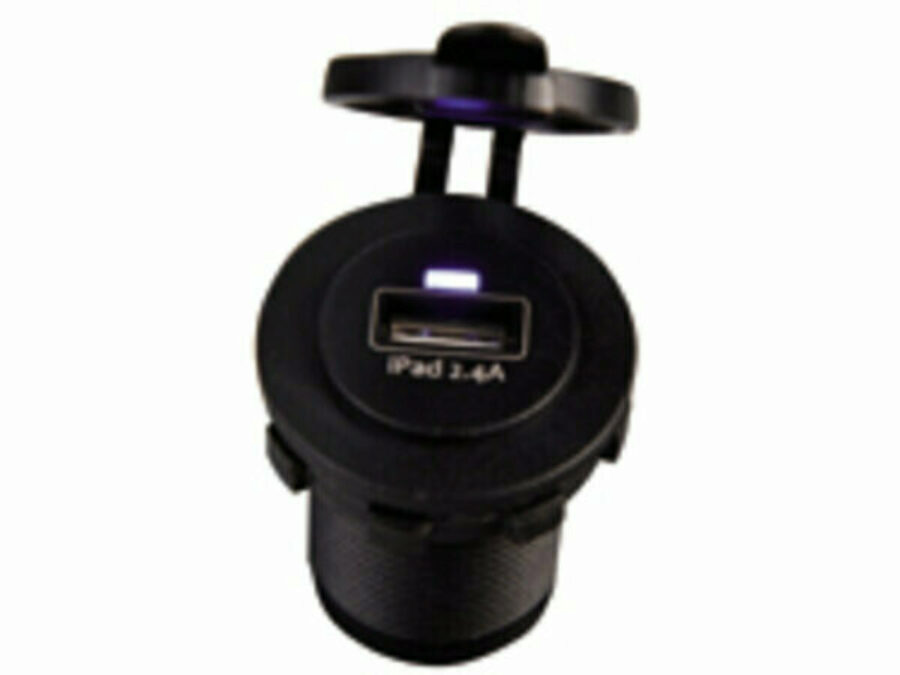 USB SOCKET SINGLE 2.4A BLACK WITH FLUSH FRAME