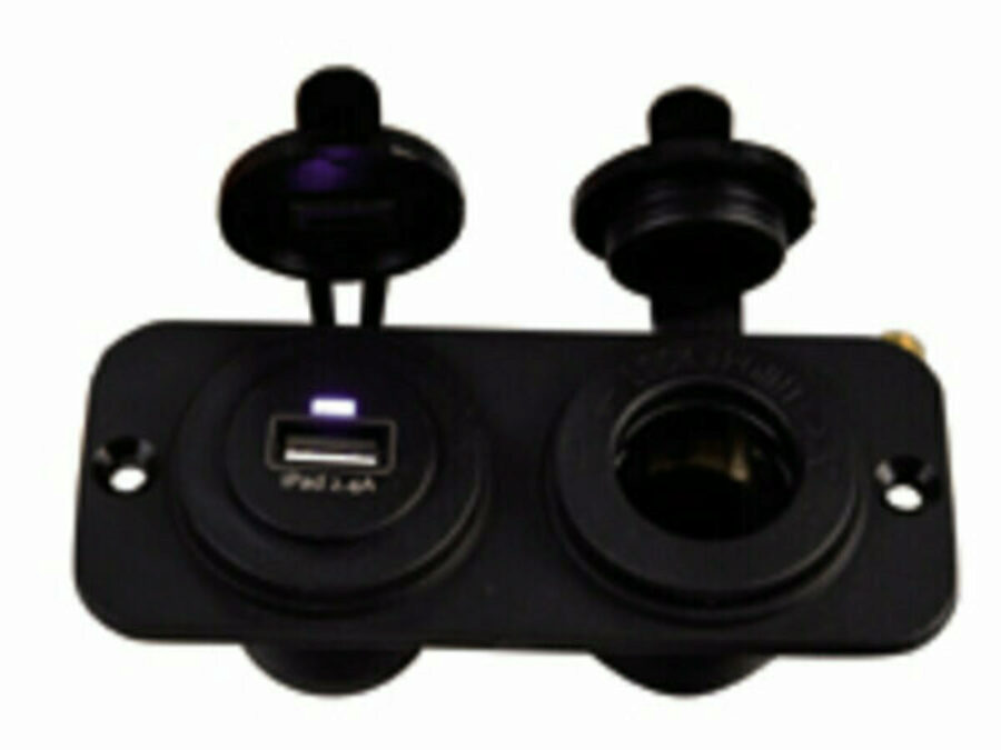 DOULBE FLUSH FRAME BLACK WITH USB 2.4A & STD SOCKET