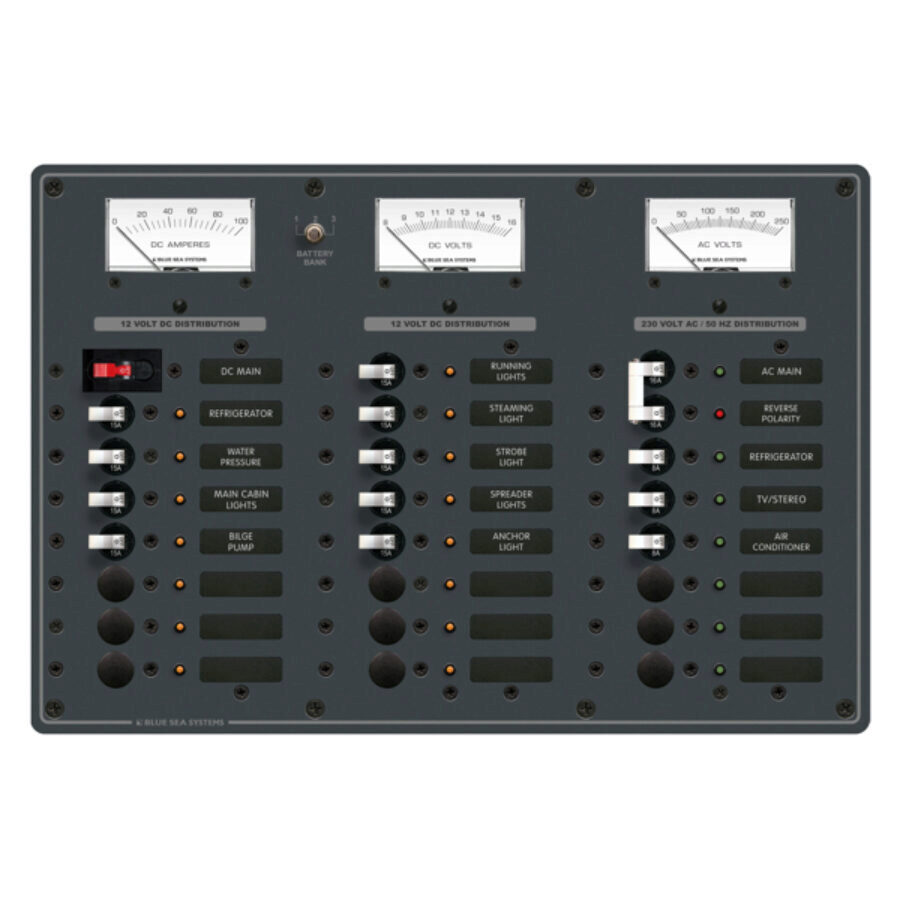 BlueSea Switch Panel 16-12VDC/8-230VAC CE