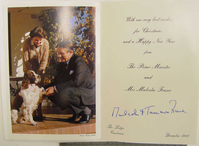 Droopy the dog featuring on the Frasers' Christmas card, December 1980. MoAD Collection