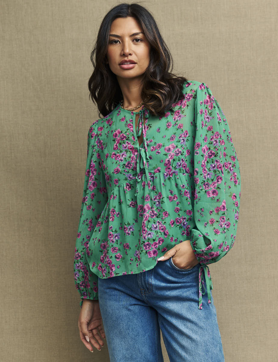 Green & Pink Floral Giovanna Blouse | Nobody\'s Child