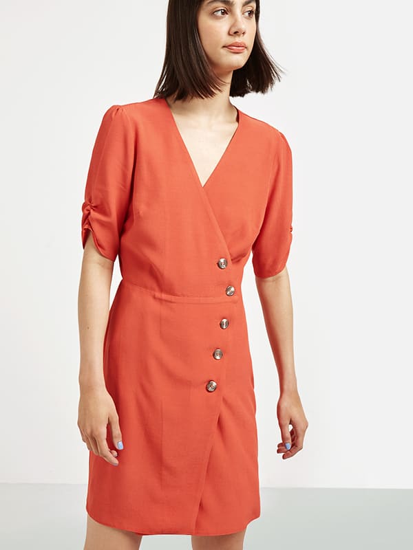 Orange Asymmetric Button Dress | Nobody's Child