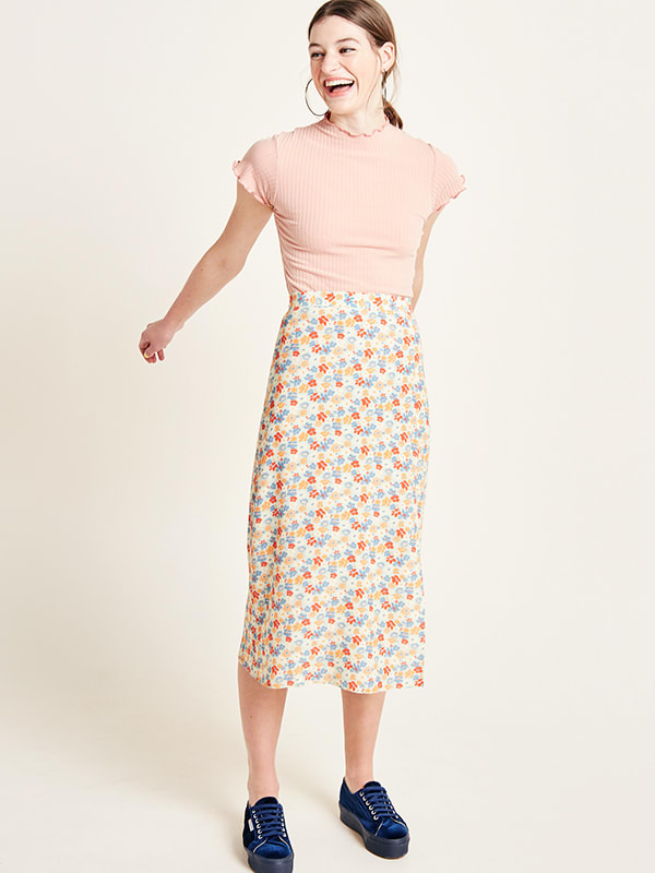 Ditsy Floral Midi Split Skirt