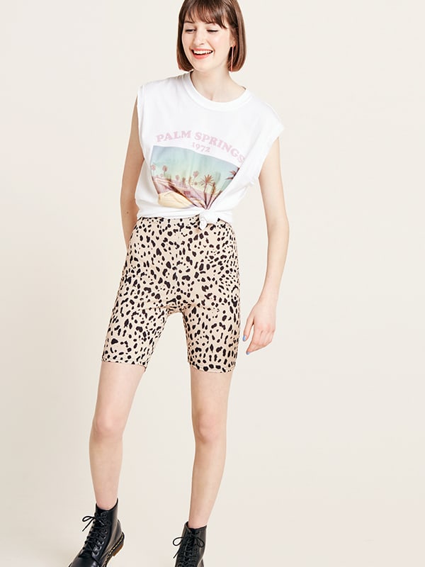 Cream Leopard Print Courtney Cycling Short