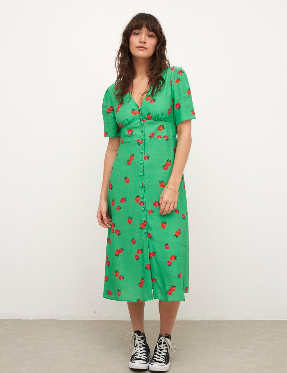 Abbey Strawberry Green Alexa Midi Dress