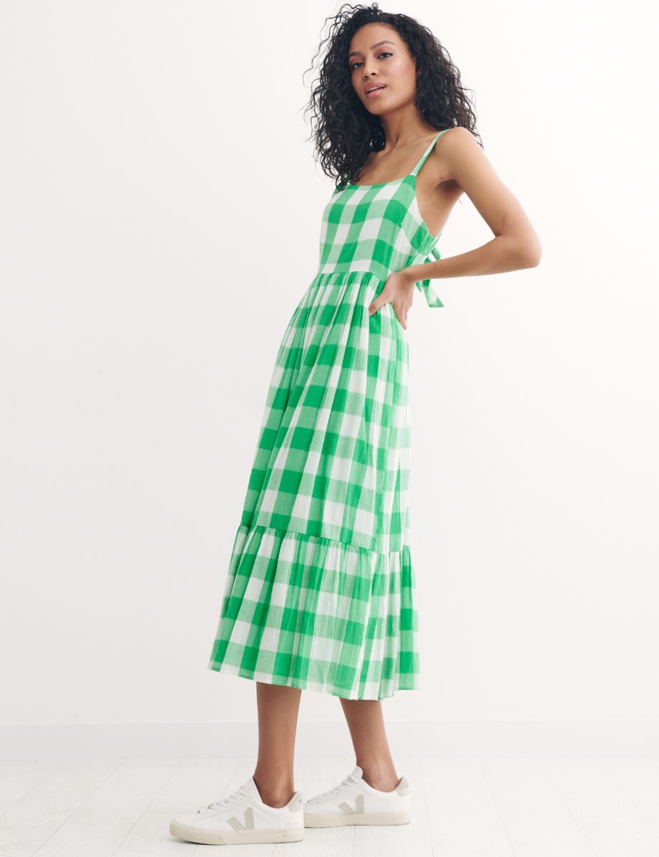 Green Check Eve Midi Dress