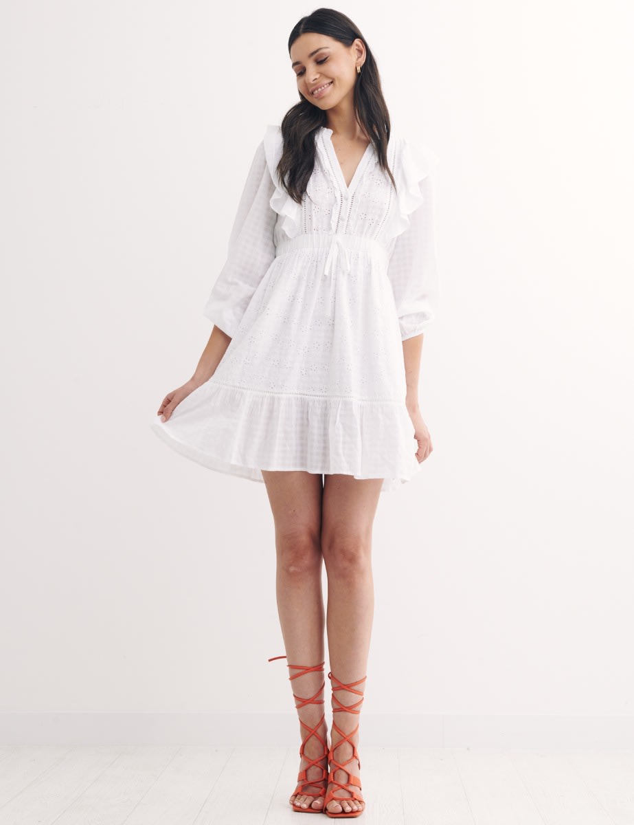 White Danielle Broderie Mini Dress