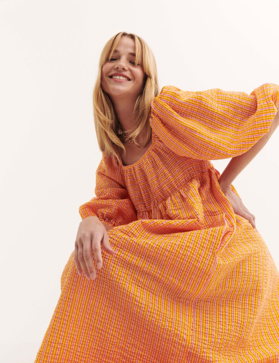 Orange Stripe Kylie Midi Dress
