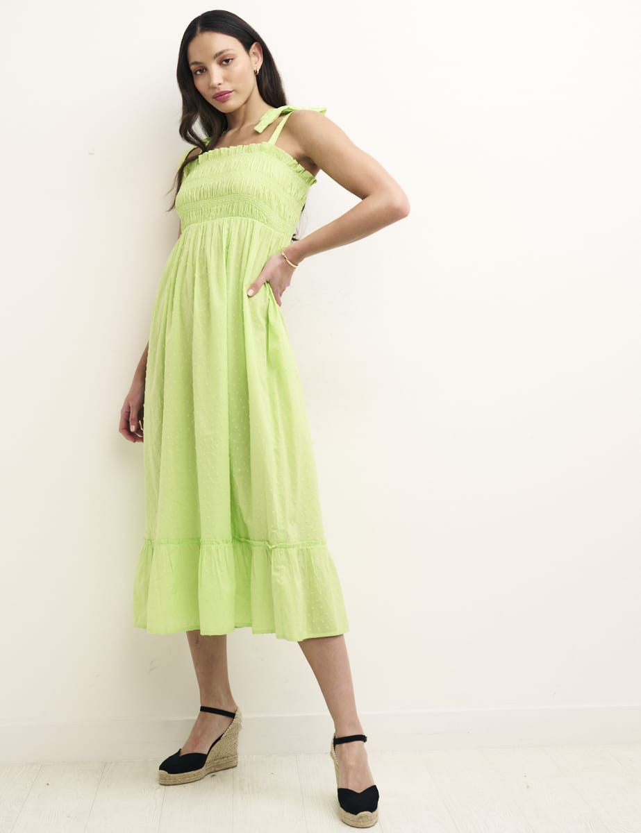 Neon Green Millie Smock Midaxi Dress