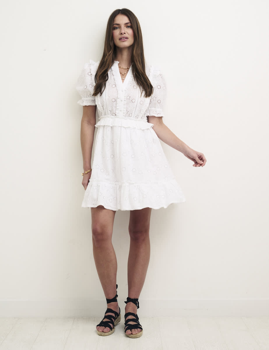White Broderie Tilly Mini Dress