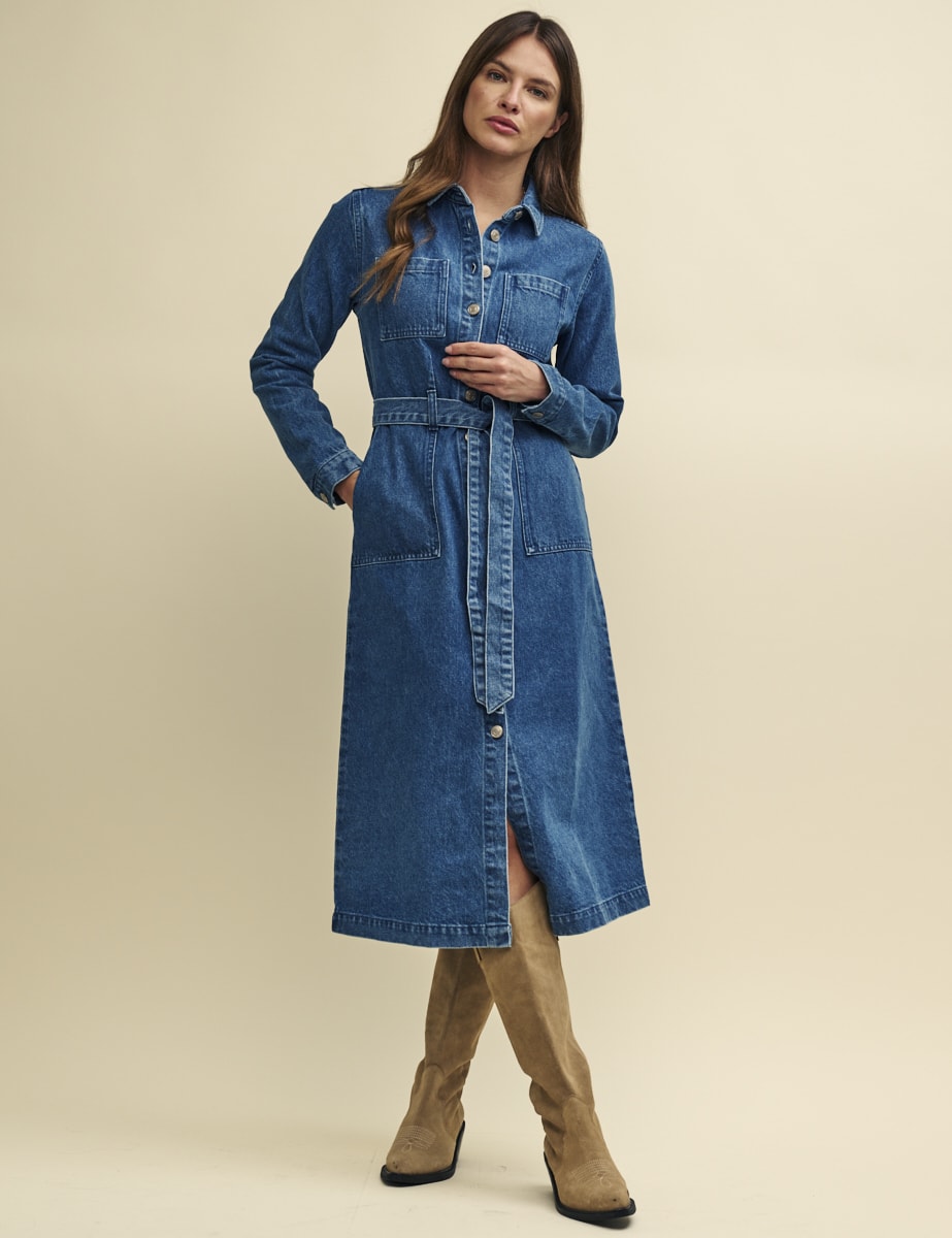 Blue Denim Finchley Shirt Midi Dress