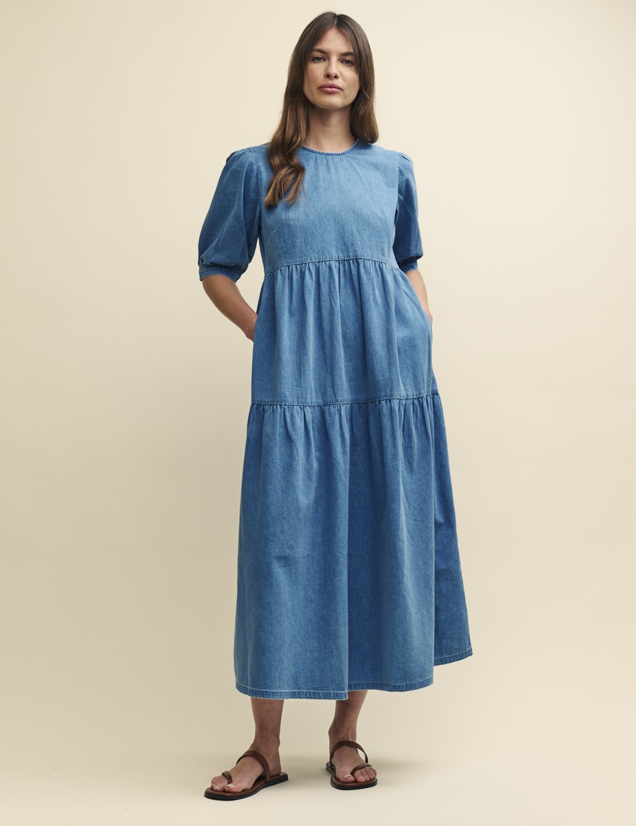Denim Blue Smock Rochelle Midi Dress